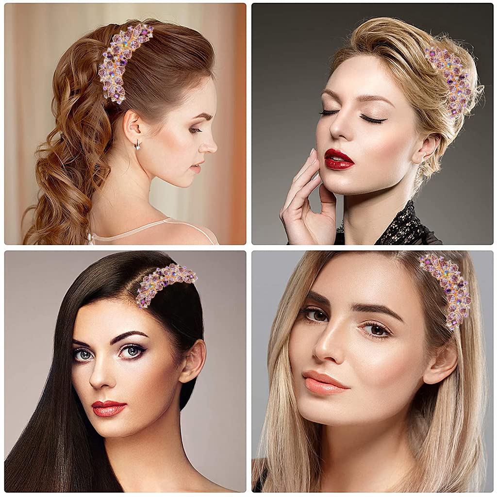 PALAY Metal Hair Clips for Women Stylish Latest Rhinestone 7-Claw Side Comb Clips for Hair for Women, Non-slip Bun Hair Comb Pin Hairpin Hair Accessories Ladies Gift