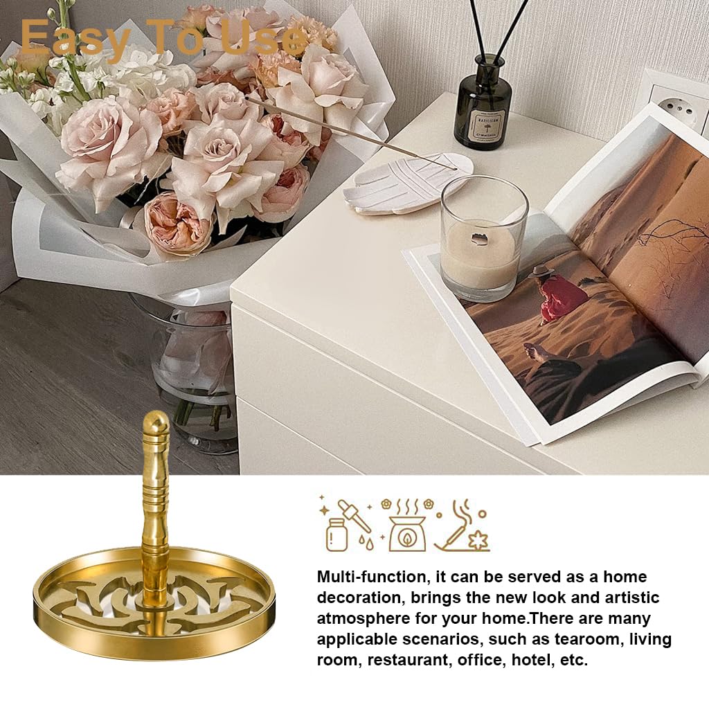 HASTHIP 5Pcs Brass Incense Making Kit - Brass Incense Mold Tool Set, Incense Ash Powder Press Seal DIY Incense Spoon, Incense Press, Incense Shovel, Incense Brush for Home Fragrance Accessory