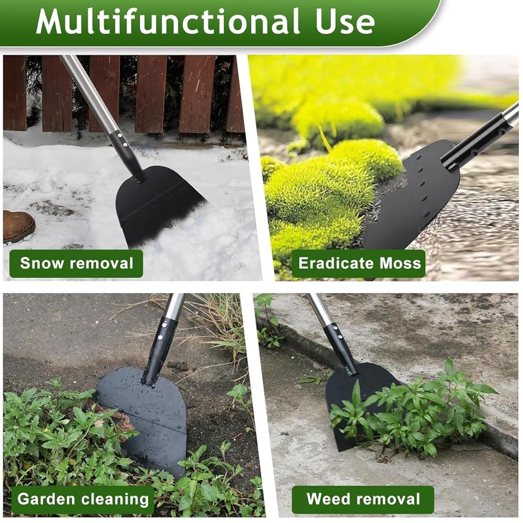HASTHIP Garden Flat Head Shovel - Garden Weed Spade Shovel - 140CM Garden Cleaning Shovel - Steel Shovel for Gardening with Long Handle - Outdoor Garden Floor Scraper - Gardening Weed Remover Tool