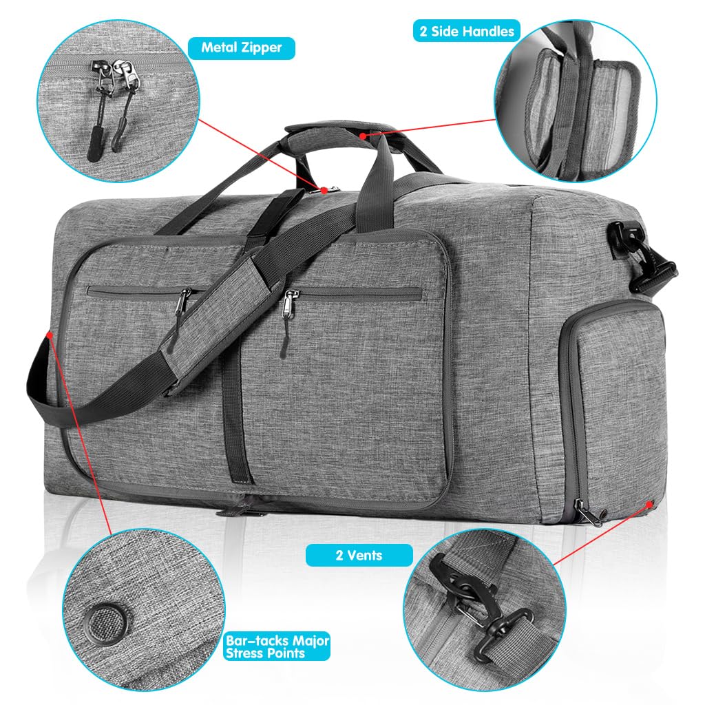 PALAY Foldable Travel Bag Large Comius Sharp 65L Lightweight Sports Bag with Shoe Compartment, Travel Duffle Bag Sports Bag