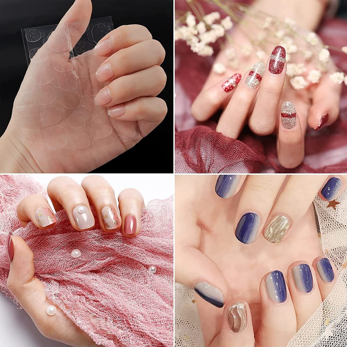 MAYCREATE 720pcs Double-Side Nail Adhesive Tabs, Nail Glue Stickers False Nail Jelly Gel Glue Tabs Nail Glue Transparent Flexible Adhesive Fake Nails Tab for Press on Nails