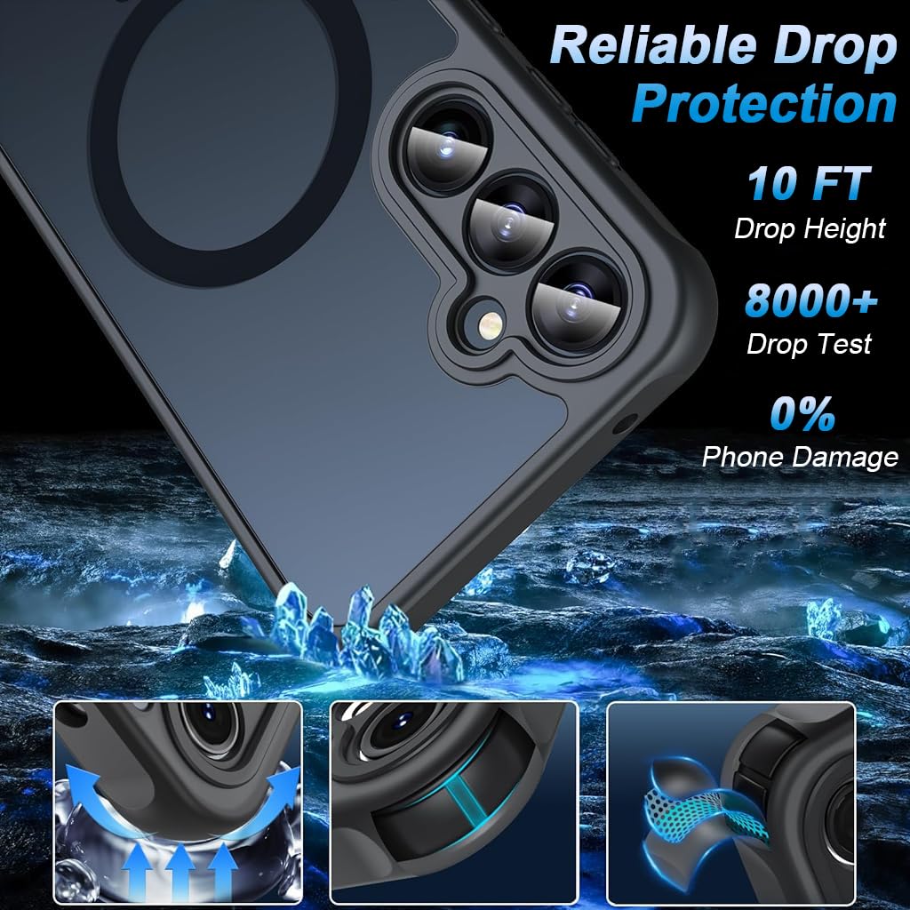 ZORBES Phone Case for Samsung Galaxy S23 FE Fashion Slim Phone Cover Support Magnetic Wireless Charging Anti-Scratch Protective Case Shockproof Matte Phone Covers for Galaxy S23 FE Black