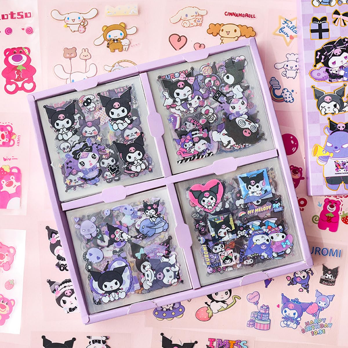 HASTHIP Kuromi Sticker Gift Set - 100Pcs Kuromi & Melody Stickers, Cute Stickers Decals Assorteds Kawaii Sticker Gifts for Kids Teens Girls Adults, Ideal DIY Decor & Gift For Sanrio Fans