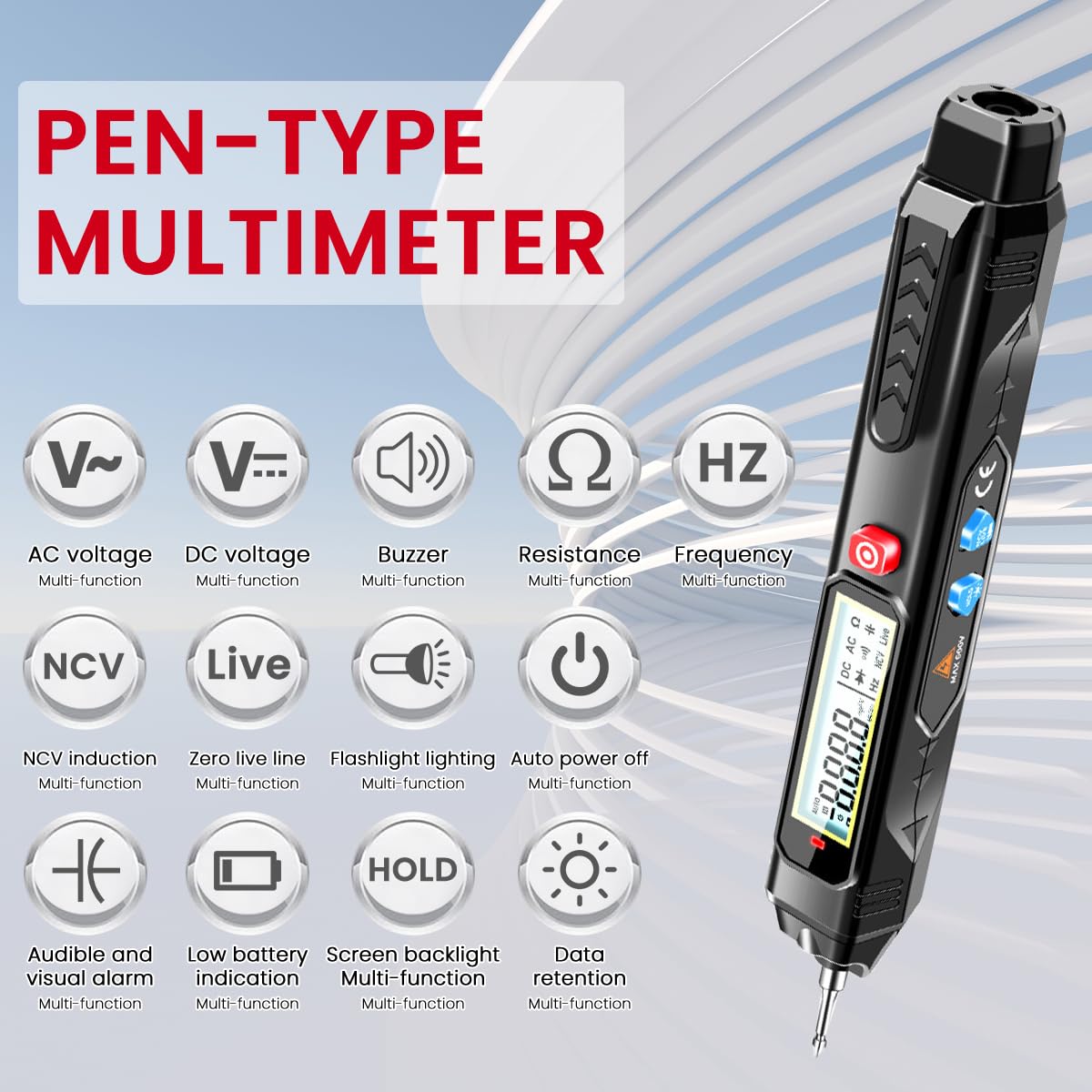 Serplex 2-IN-1 Digital Multimeter with LED Light 6000 Counts NCV Tester Pen Live Wire Recognition Multimeter AC/DC Voltage Tester, Resistance, Voltmeter with LCD Digital Display, Battery Operated