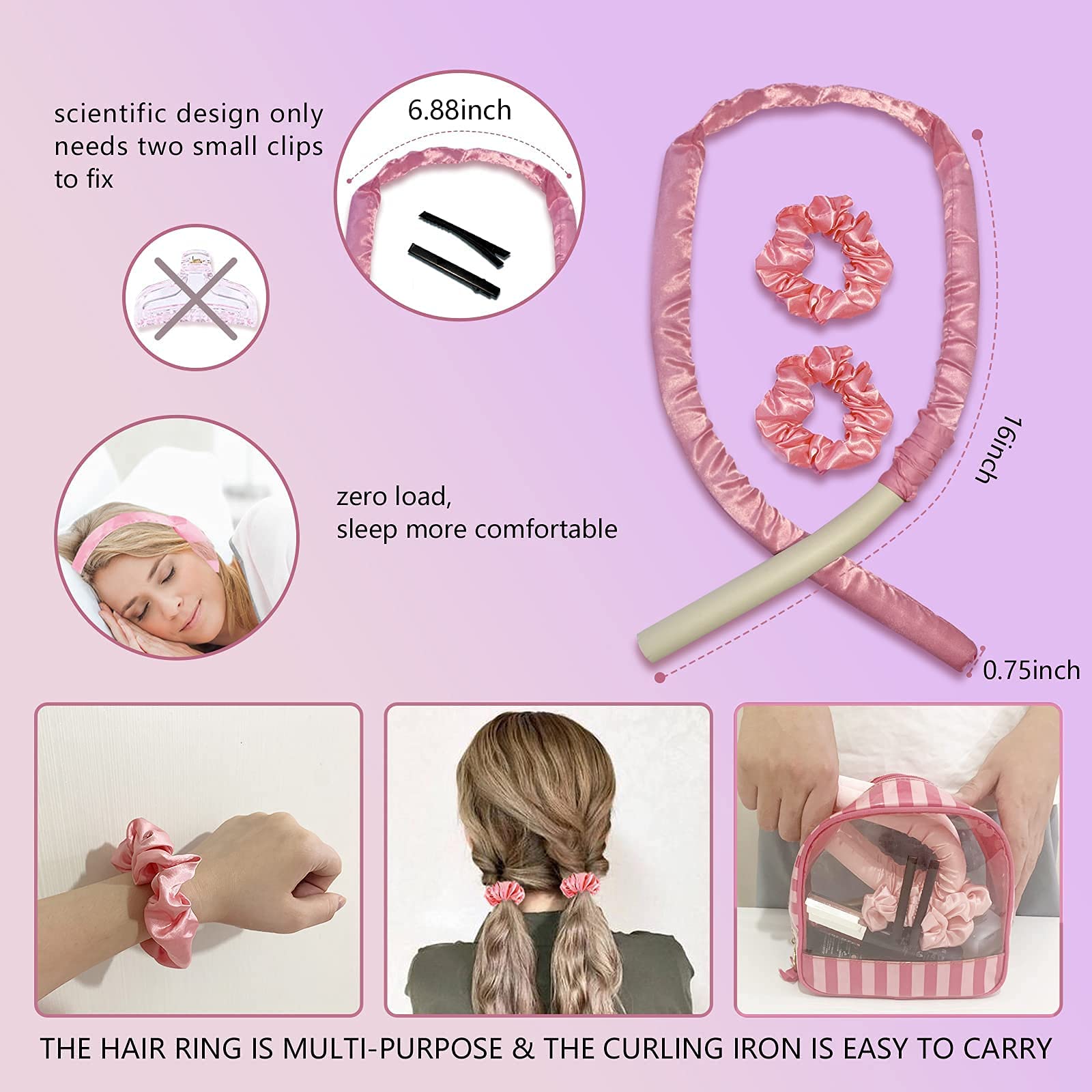 MAYCREATE Hair Curlers Heatless for Women Long Hair no Heat Hair Curler Curlering Hair Sleeping Soft Headband Wave Formers Hair Rollers DIY Hair Styling Tools for Long Medium Hair