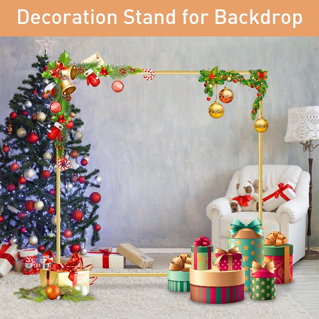 HASTHIP 200cm Wedding Arch Backdrop Stand - Metal Square Backdrop Stand Decoration - Gold Wedding Arches Stand - Square Balloon Arch Stand for Wedding - for Wedding, Birthday, Background Decoration