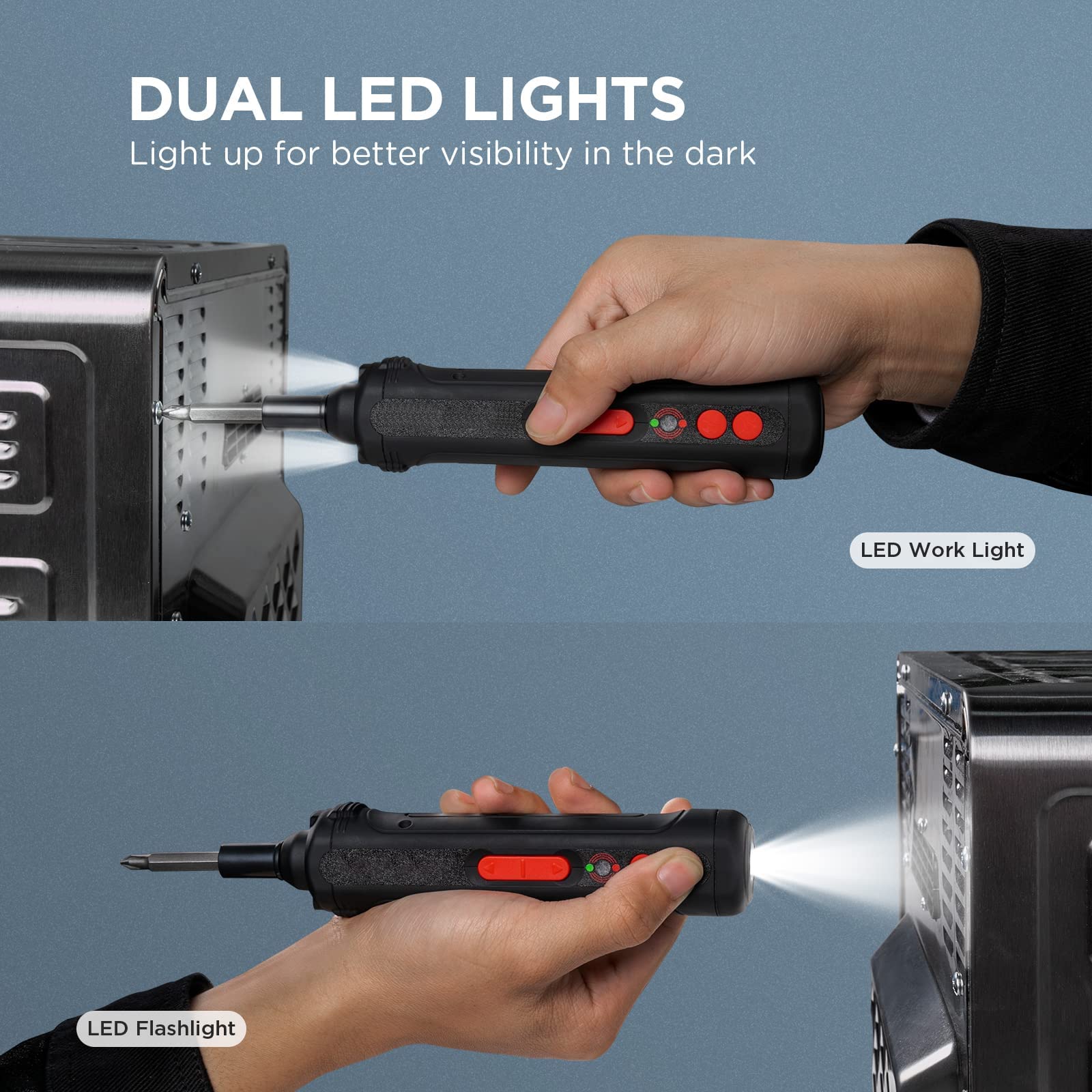 ZORBES 4V Handheld Electric Screwdriver Kit with LED Work Light, USB C Cable, 26 Pieces Screwdriver Bits,Screw Adapter, Tool Case,Power Screwdriver(Black)