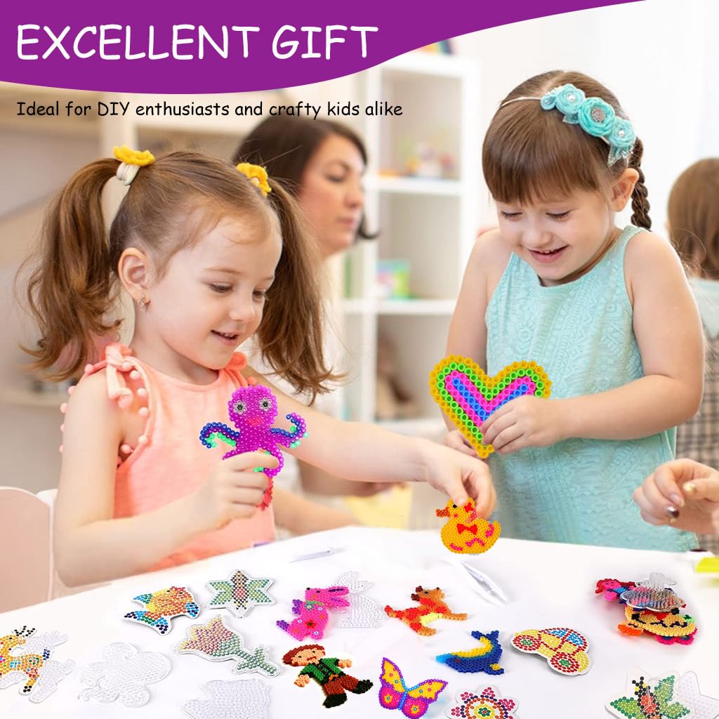 PATPAT 20Pcs Fuse Beads Pegboards Cartoon Pegboards Accessories Kit for Fuse Beads Art Cartoon Pegboards Plastic Mixed Shaped DIY Fuse Beads Pegboards for DIY Craft, Keyring Charms, Bag Charms