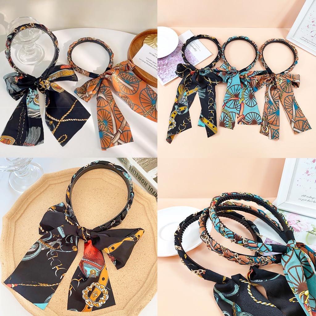 PALAY 3Pcs Floral Headbands for Girls Chic 2 in 1 Ribbon Head Bands for Hair Braiding Countryside Style Floral Ribbon Hair Braiding Headband Chic Girls Headband Fashion Hair Accessories