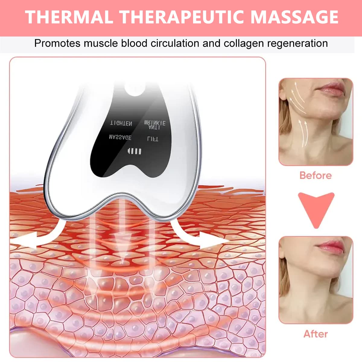 HANNEA Electric Gua Sha Face Massager Neck Massager Electric Gua Sha Tool with 4 Modes for Face Lifting Anti-Aging & Wrinkles, Dredge Lymph Tighten Facial Contour, Remove Double Chin