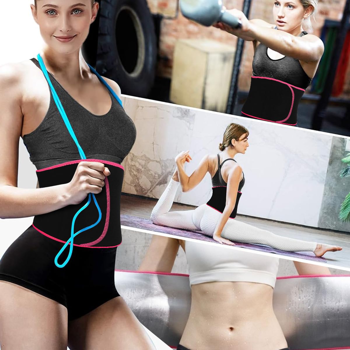 Proberos Waist Trimmer/Tummy Control Belt, Fitness Compression Waist Band Neoprene Waist Trimmer Unisex Adjustable, Waist Trainer Back and Lumbar Support Wrap with Sauna Suit Effect