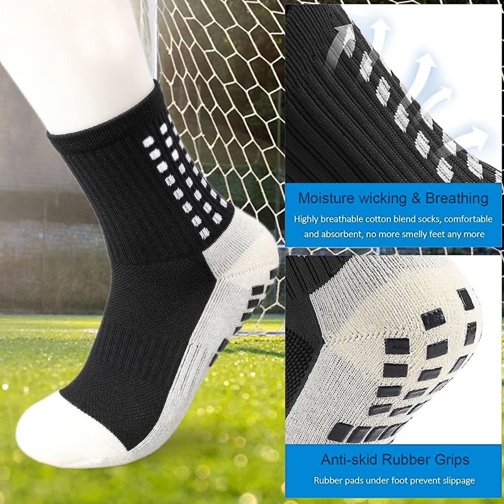 Proberos Hi-Tech Performance Athletic Socks for Men Women, Rubber Anti-Slip and Thicken Cushion Sport Socks Ankle Length Socks for Badminton Soccer Running Gym & Indoor Training