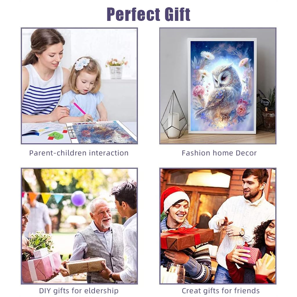 HASTHIP Diamond Painting Kit, 11.8x15.7inch Owl Diamond Painting, 5D Diamond Painting Kit for Adults & Kids, Suitable for Home Leisure and Wall Decoration, Gift for Kids and Adults