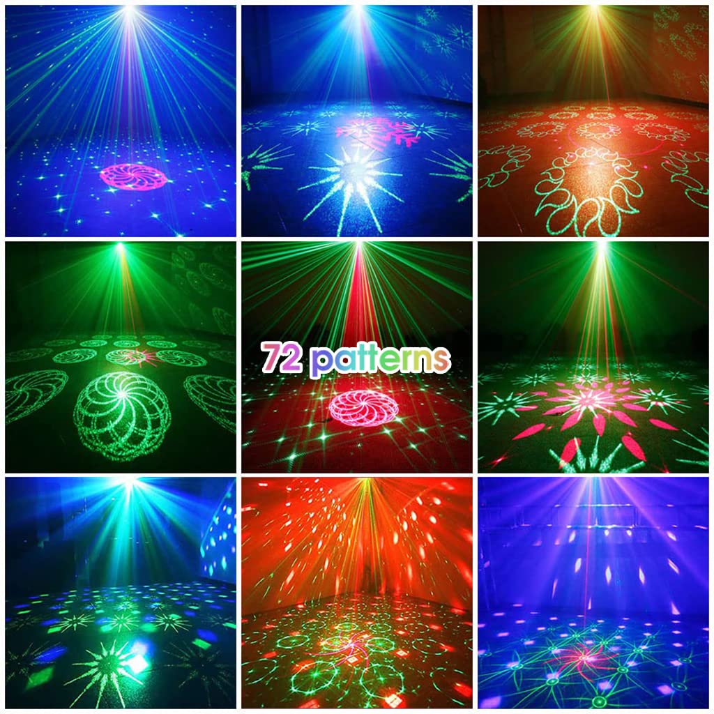 ELEPHANTBOAT DJ Light Party Disco Light for Home Party with Laser Light Remote Control RGB Led Disco Ball 72 Pattern 6 Color & Sound Active Modes Dancing Light for Room Magic Lights for Diwali KTV