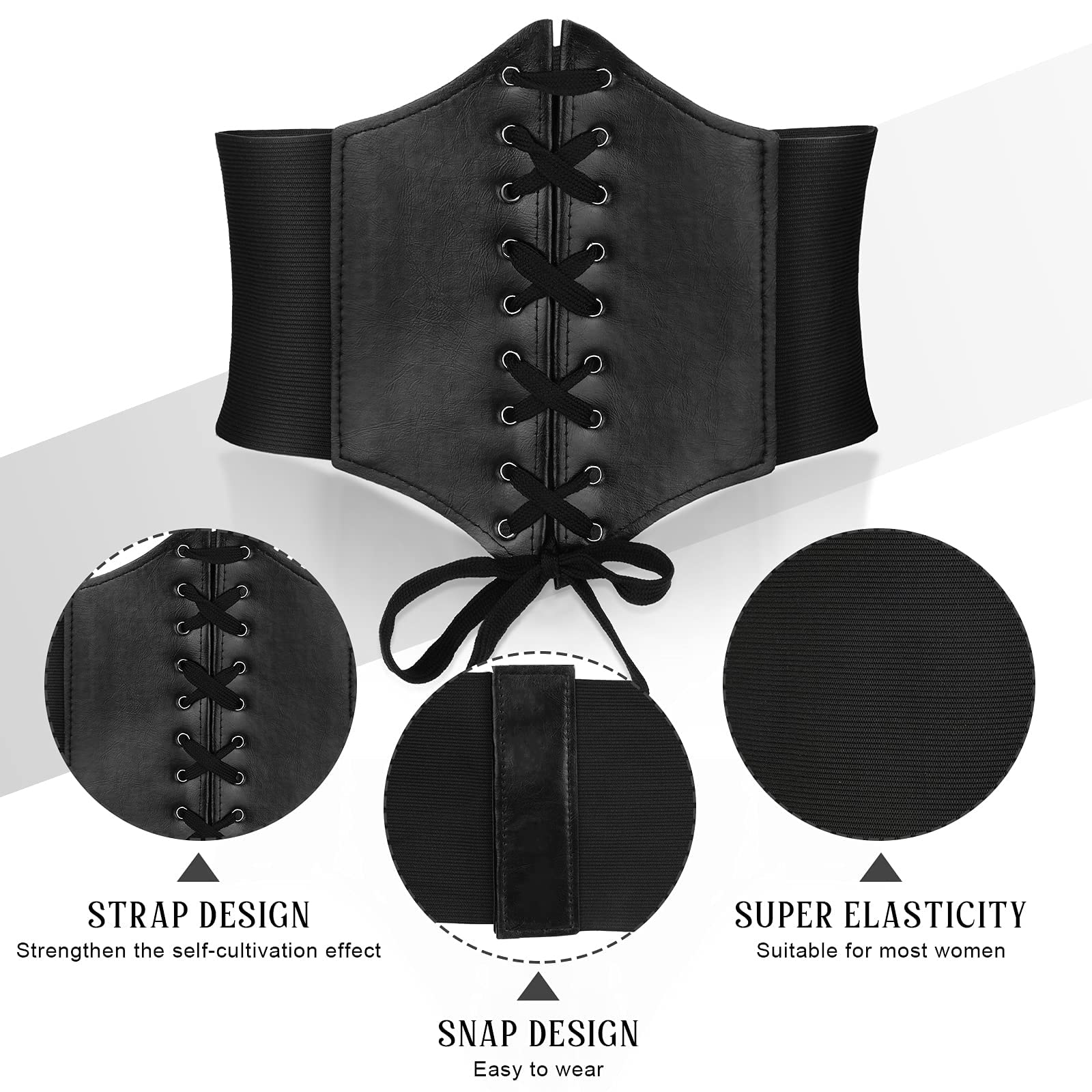 ZIBUYU Corset Tops for Women Lace-up Cinch Belt Tied Corset Elastic Waist Belt Corset Belt for Supportive Corset Top