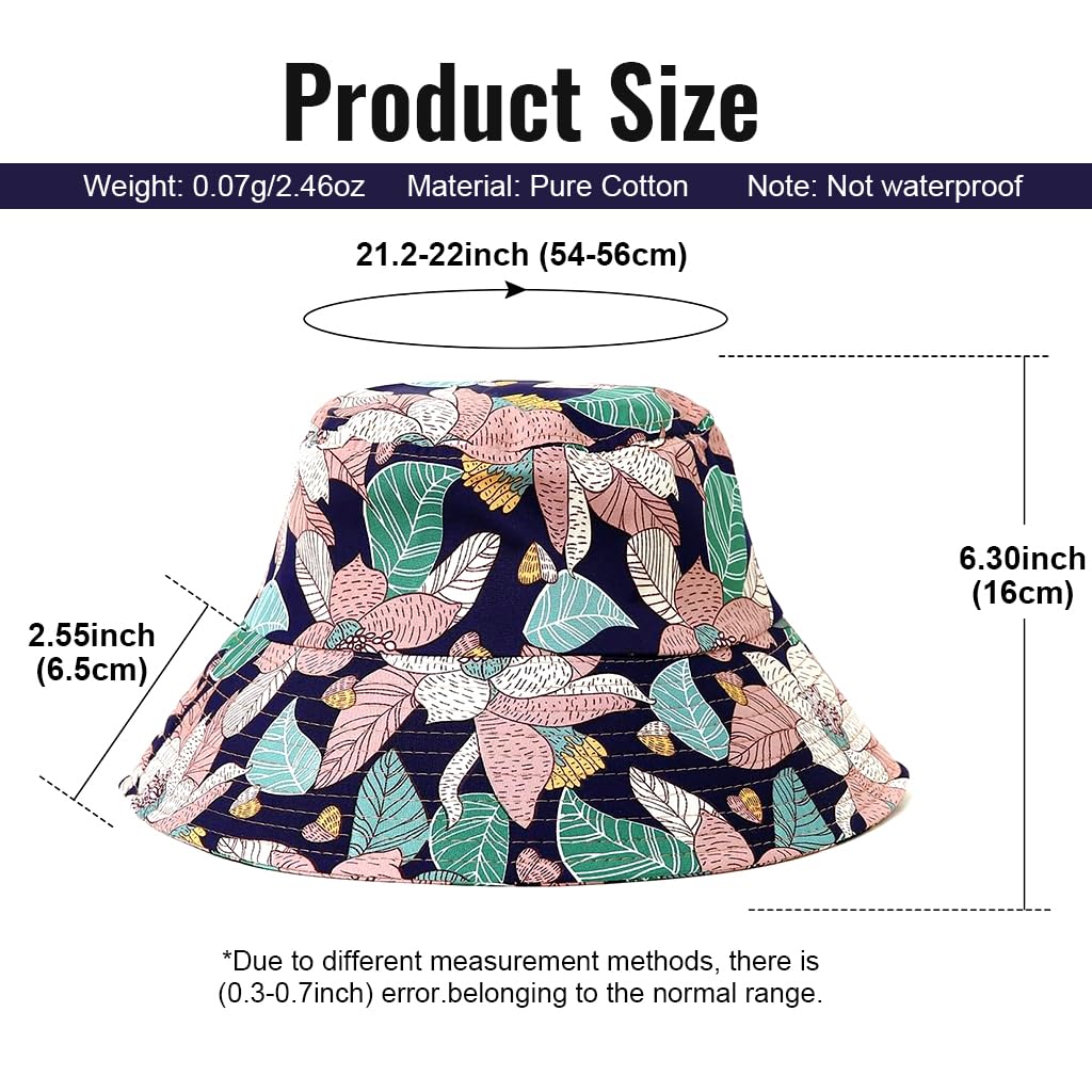 PALAY Bucket Hat for Women with Face Mask, One Piece Bucket Hats for Women, Fashion Leaf Prints Summer Sun Hats for Women UV Protection Wide Brim Outdoor Hat for Cycling, Fishing