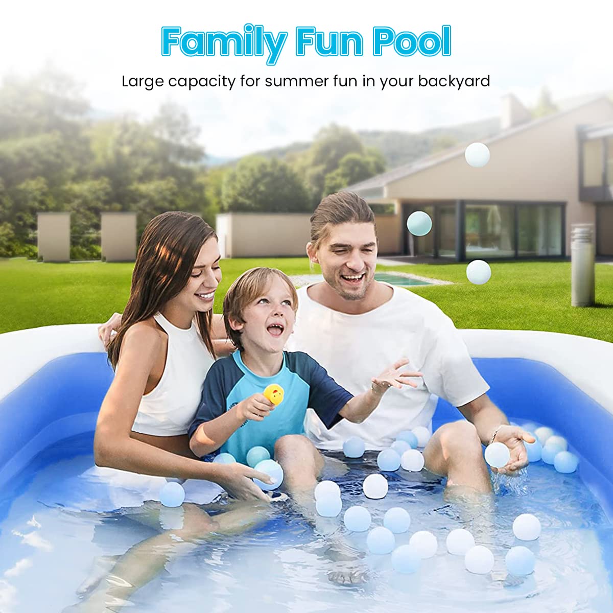 Proberos 300*190*75cm Swimming Pool for Adults Kids with Electric Air Pump, Large 4-tier Independent Thicken PVC Inflatable Swimming Pool for Fun Indoor Outdoor Summer Activities