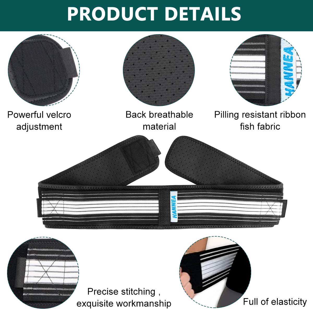 HANNEA Sciatica Pain Relief Belt - Adjustable Lower Back Pain Belt for Women SI Joint Hip Belt, Hip Braces for Hip Pain Relief - Pelvic Support Belt - Trochanter Belt Sacroiliac Belt (M109*9)