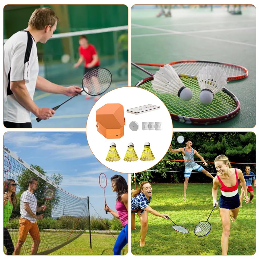 Proberos Badminton Trainer Device with Remote Control, Adjustable Height Automatic Rebound Badminton Practice Equipment with 3 Badmintons and Elastic Strings, No Badminton Racket