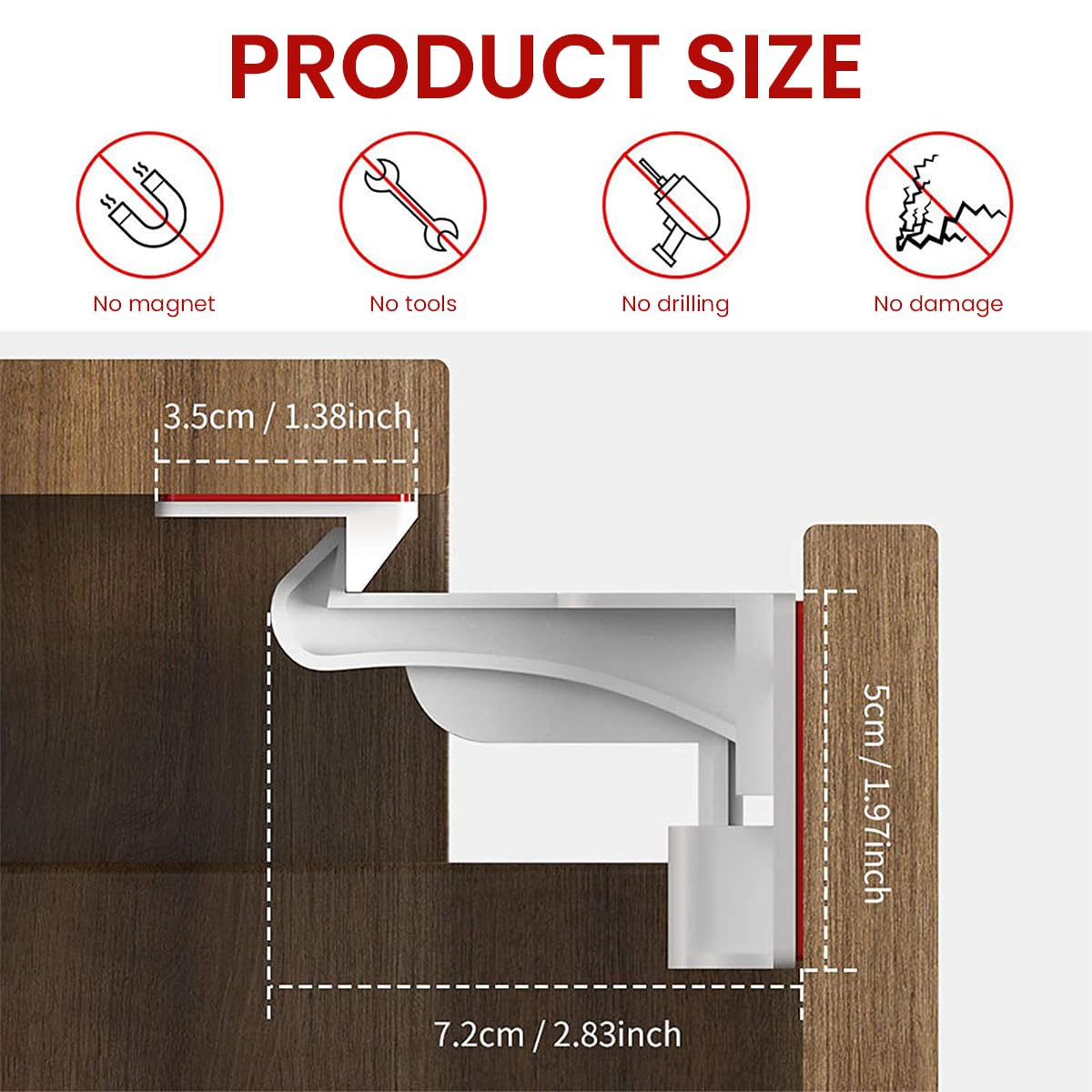 SNOWIE SOFT 4 Sets Baby Proofing Drawer Locks, Child Safety Locks, Cabinet Latch Locks for cabinets, Drawers, Cupboards - Adhesive Easy Installation