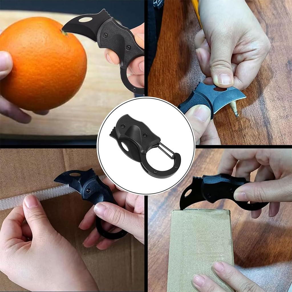 Proberos Pocket Cutter for Keychain Stainless Steel Mini 1.34 Inches Folding Cutter with Quick Release Carabiner Box Opener Cutter Self- Defence Gadget Multifunctional Folding Cutter