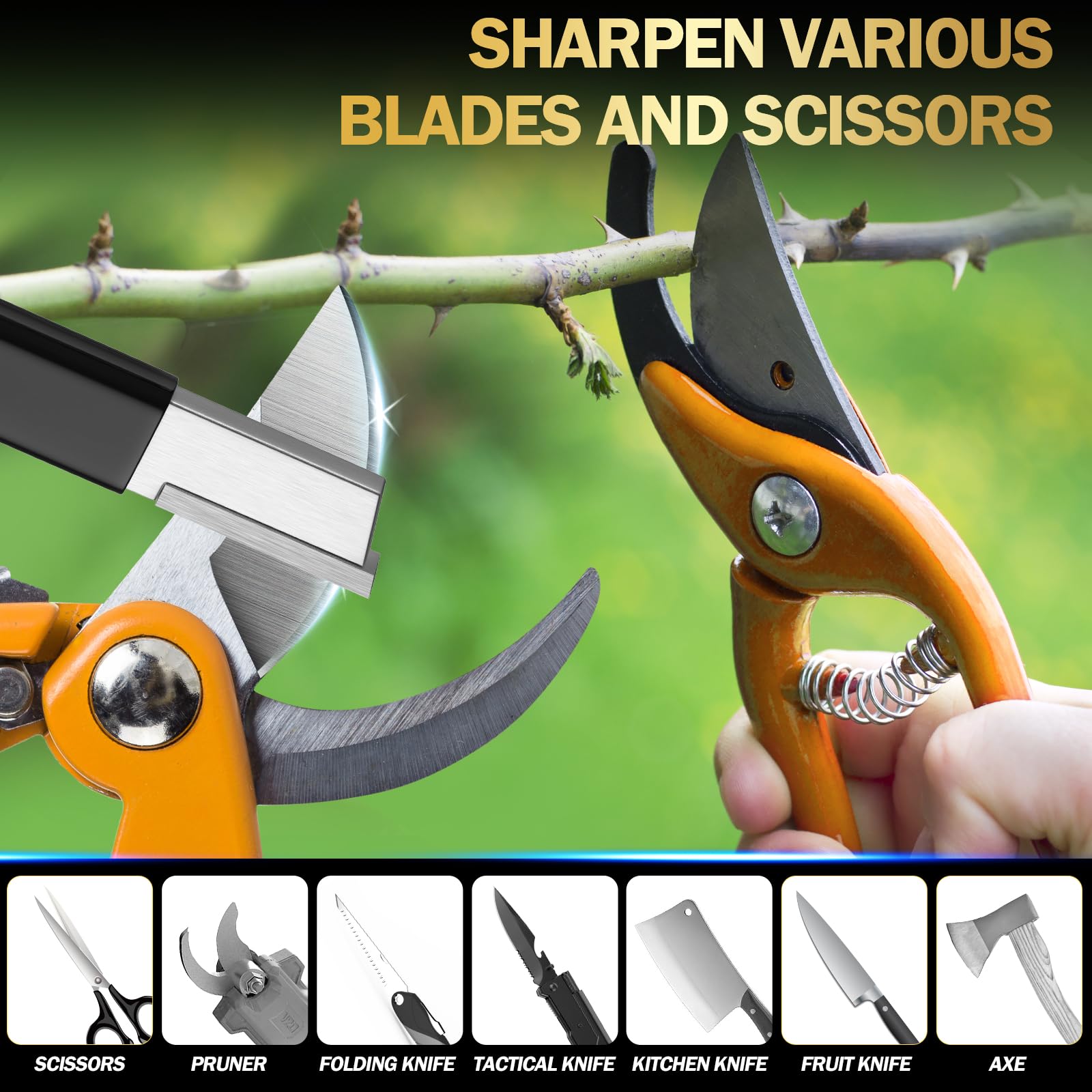 Serplex Sharpener Garden Tool Sharpener Pocket Speedy Sharp Cutter Shear Portable Shears Sharpener Shear Scissor Sharpener Blade Sharpening Stones Professional Carbide Sharpener for Gardening Pruner