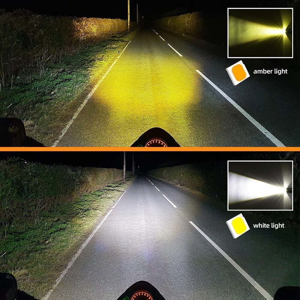 STHIRA 2Pcs Fog Lights for Motorbike, Fog Light for Motorcycle, 6000LM LED Fog Lights 60W Amber White Headlight for 12V/24V Car Fog Light Fog Driving Lights 1.3