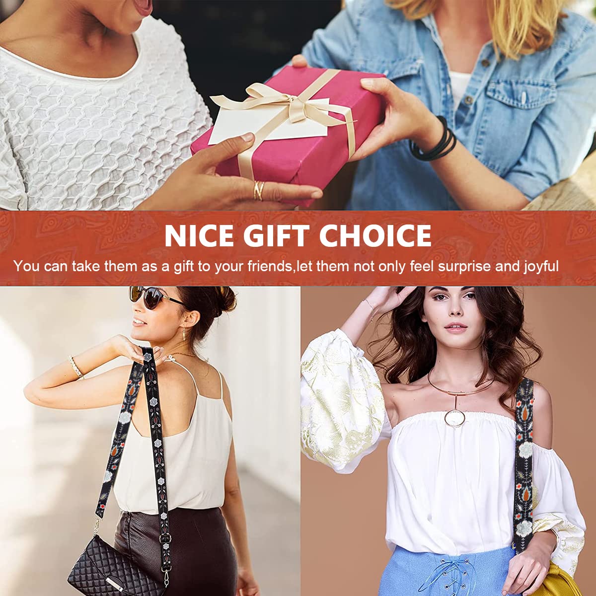 PALAY Shoulder Strap for Travel Bags Retro Jacquard Embroidery Wide Exotic Adjustable Crossbody Strap for Handbag