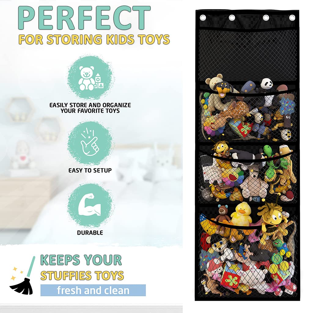 PATPAT Large Capacity Door Hanging Toy Organizer for Kids Room Keep Toys Organized and Easily Accessible Visual Storage Grids and Sturdy Design Perfect for Babies, Toddlers, and Kids 165*60cm