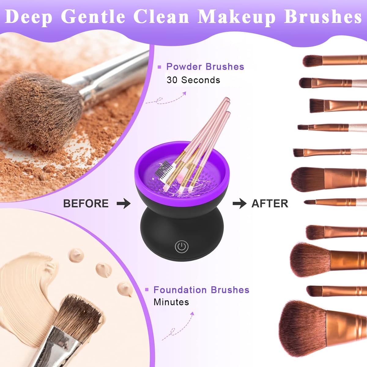 MAYCREATE Electric Makeup Brush Cleaner Machine, Silicone Makeup Brush Cleaning Cup, Portable USB Automatic Spinner Cleaner for All Size Brushes