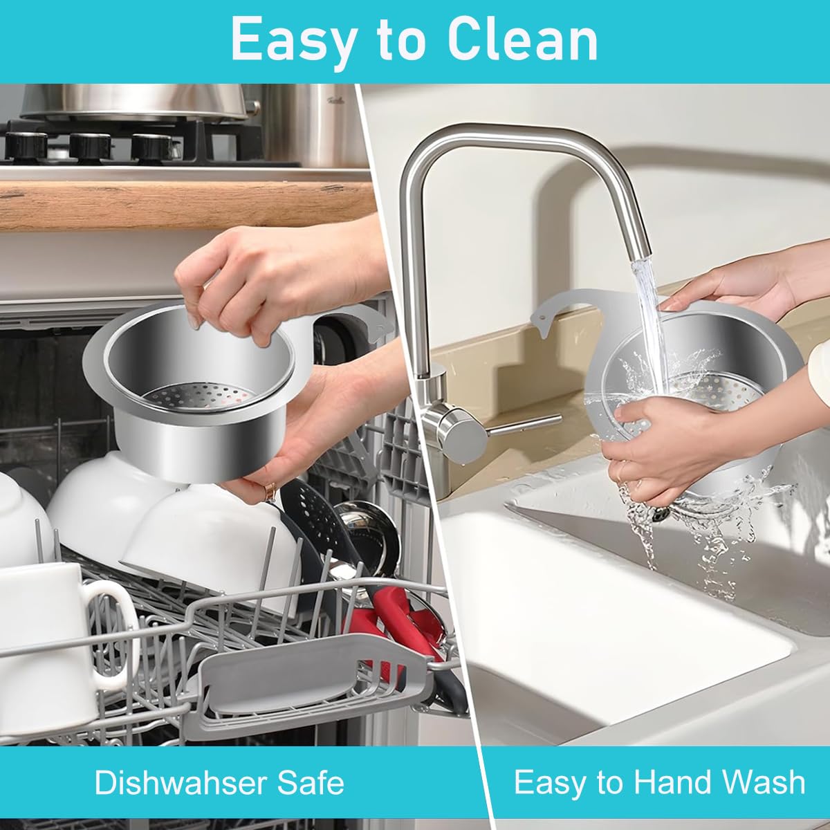 HASTHIP Kitchen Sink Strainer Basket Stainless Steel Hanging Sink Drain Basket for Residues Preventing Clogs Reuseable Kitchen Sink Mesh Strainer
