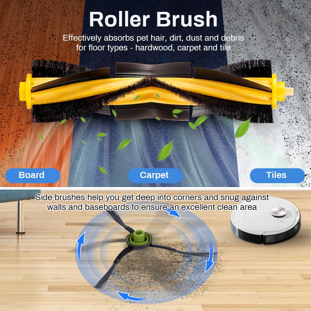 Verilux Filter Brush Mop Cloth Set for Ecovacs Deebot Ozmo 920 950 T5 N5 N8 T5 Max, T5 Power Vacuum Deebot N8 Replacement Accessories for Deebot
