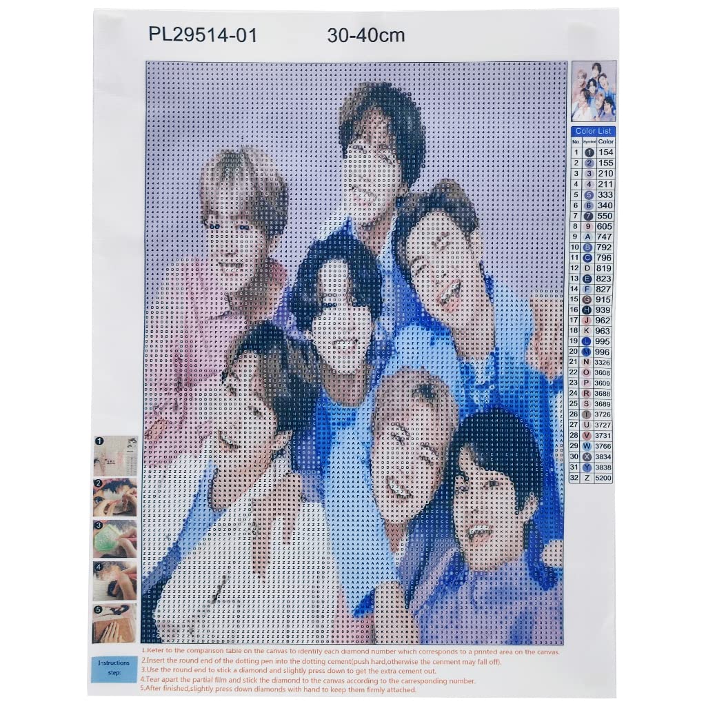 HASTHIP BTS 5D Portrait Diamond Painting Kits with Diamond for Adults, Home Wall Decoration 11.8''x15.7'', Gift for BTS Fans, Others