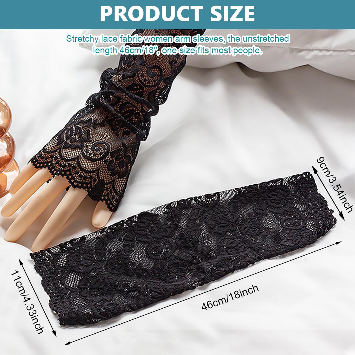 PALAY Arm Sleeves for Women Girls, Floral Lace Cooling Arm Sleeve, UV Protection Hand Cover Arm Sleeves for Daily Use, Bike, Cycle, Sport - Elastic & Breathable - 1 Pairs