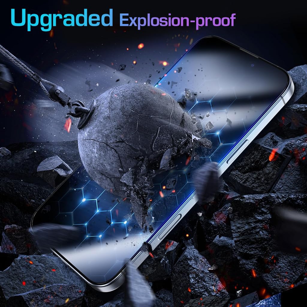 ZORBES 2pcs HD Privacy Screen Protector for i Phone 16 Pro Max 6.9'' HD Tempered Glass Screen Protector with Installation Assistant Anti-glare Screen Protector for i Phone 16 Pro Max