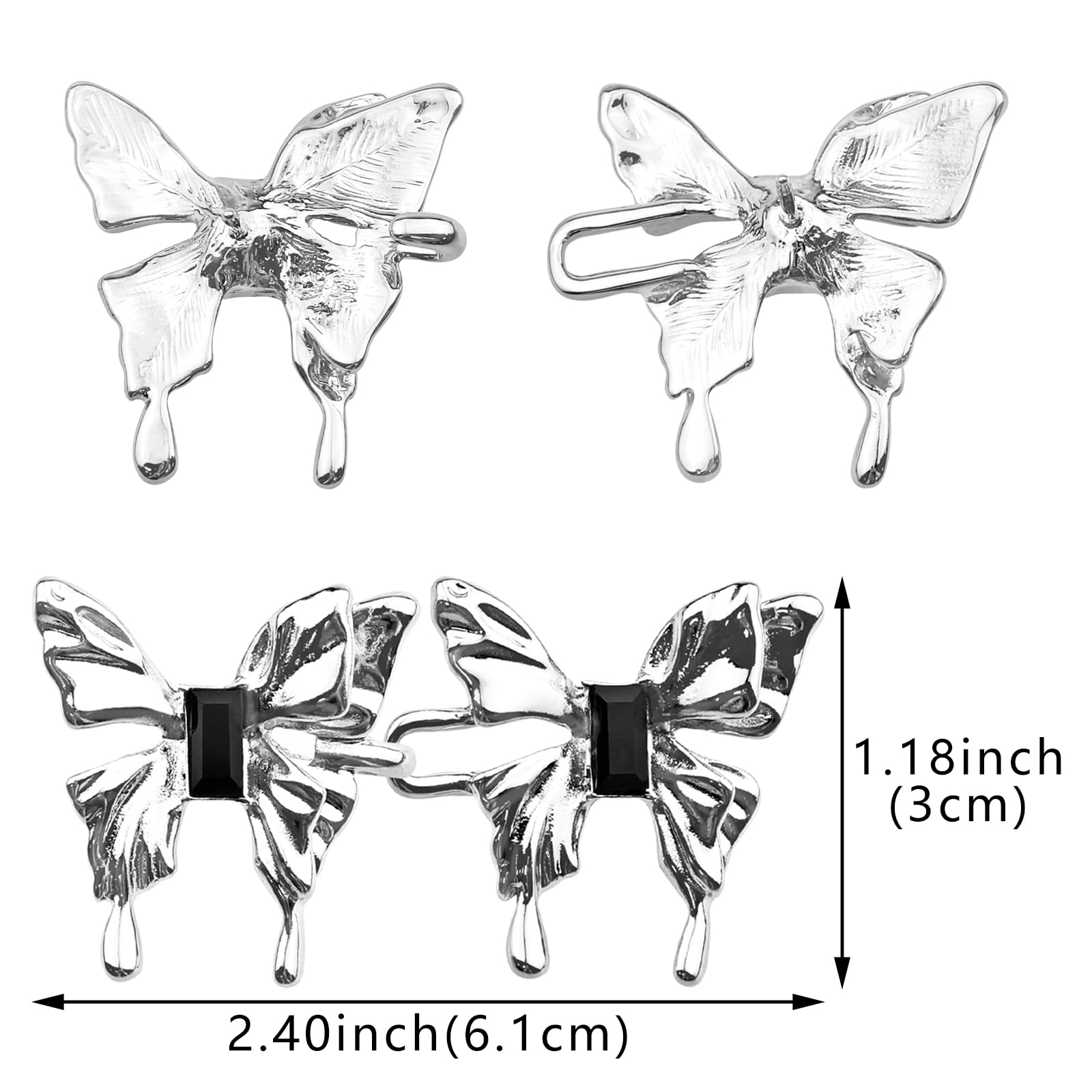 ZIBUYU 2 Sets Jeans Tightening Clips, Buttons for Jeans, Alloy Butterfly Jeans Adjustable Button Pins Jean Buttons for Loose Jeans Pants Dress, No Sewing Required Detachable Jean Pin