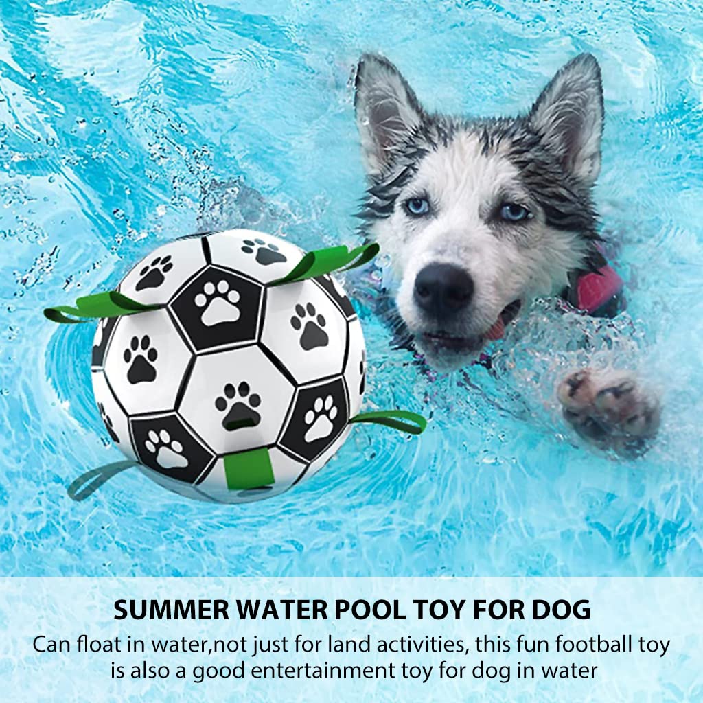 Qpets 6 Inch Dog Ball for Small Dogs Soccer Ball with Straps, Interactive Dog Toys Throw and Catch Toy, Dog Water Toy, Durable PU Dog Balls for Small & Medium Dogs
