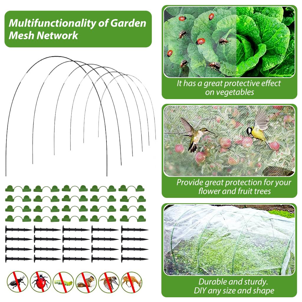 HASTHIP 30Pcs Greenhouse Hoops Kits for Greenhouse, Vegetable Land with Assemble Kit, Reusable Rust Free Grow Tunnel Hoops Frame for for Vegatable Land, Garden, Planting Land