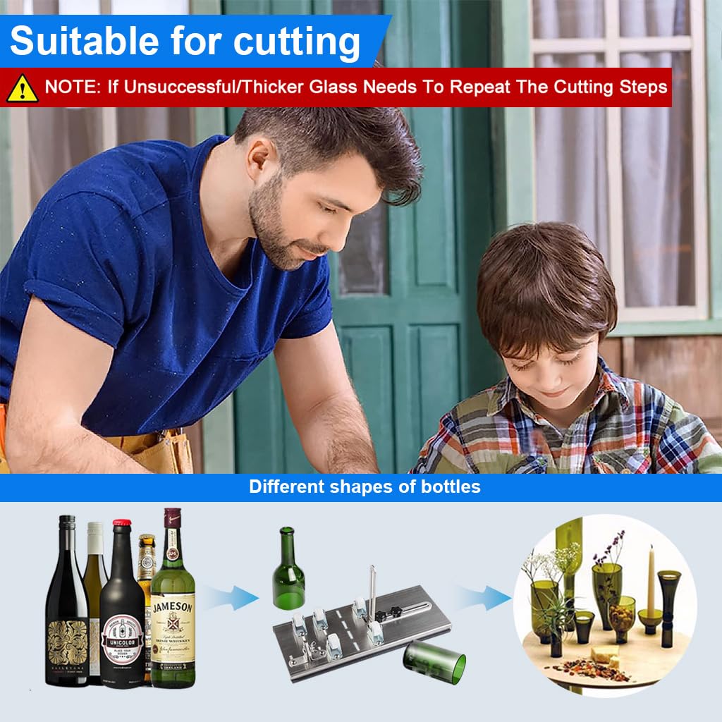 Serplex Glass Bottle Cutter Glass Cutting Tool Kit for DIY Craft Stainless Steel Glass Bottle Cutter Universal Glass Bottle Cutter for Various Glass Bottle (Only for Round Bottles)