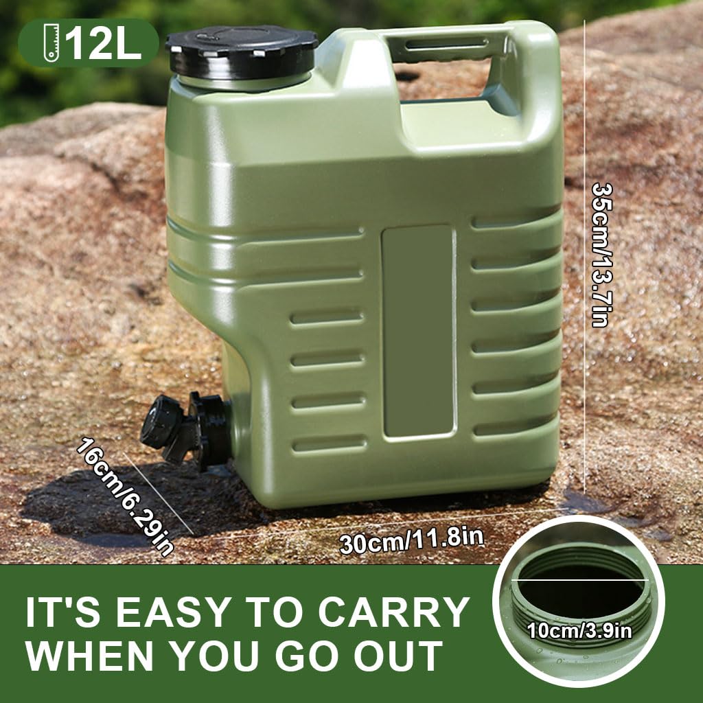 Optifit Camping Water Container with Easy Faucet, Portable Food Grade PE Water Container, BPA Free Outdoor Folding Water Tank for Sport Camping Riding Mountaineer Hiking (12L)