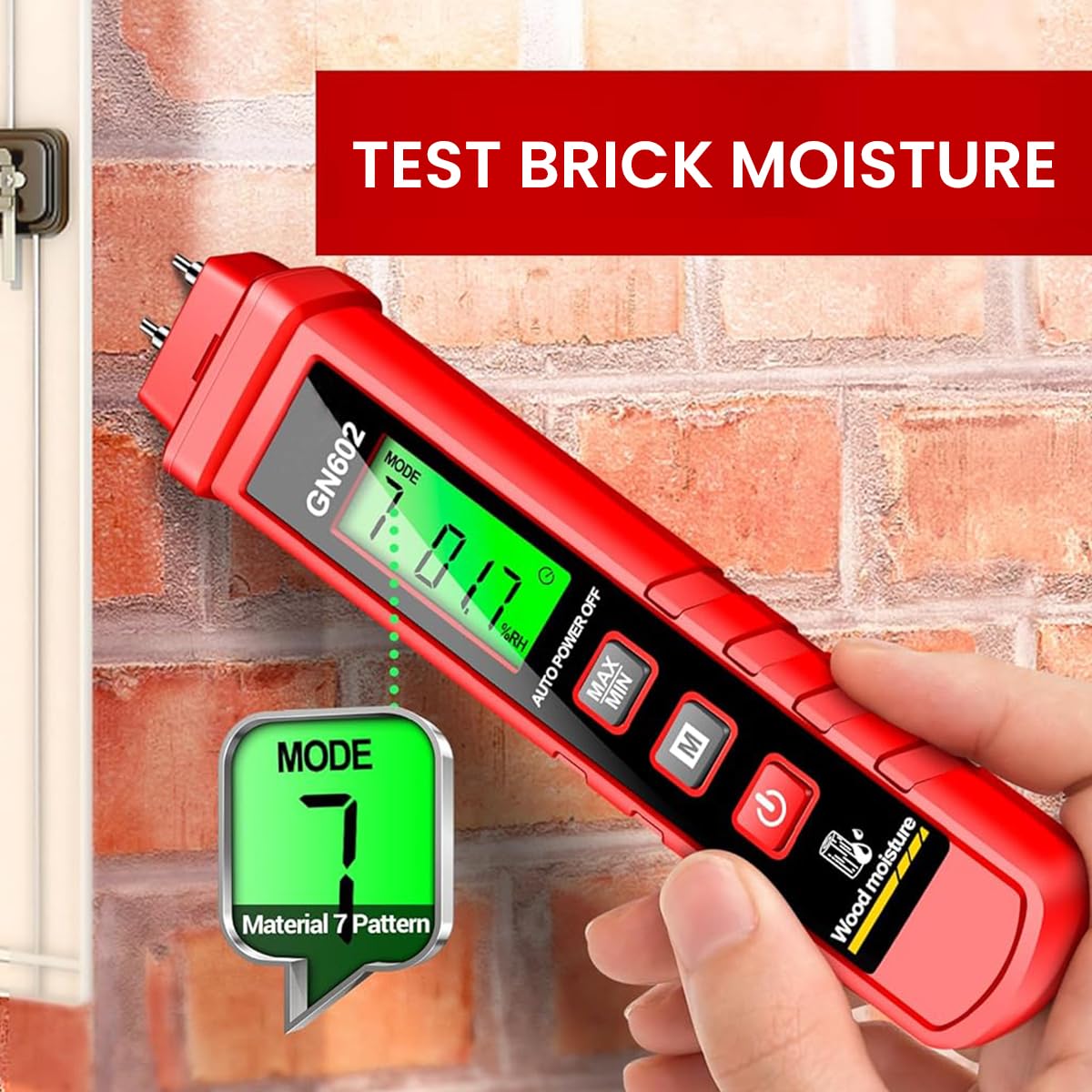 Serplex Wood Moisture Meter Pin-Type Moisture Meter 0-58% Precision LCD Backlit Digital Multifunctional Wood Moisture Meter with 7 Calibration Modes for Wood, Firewood, Lumber, Bricks, Floors, Walls