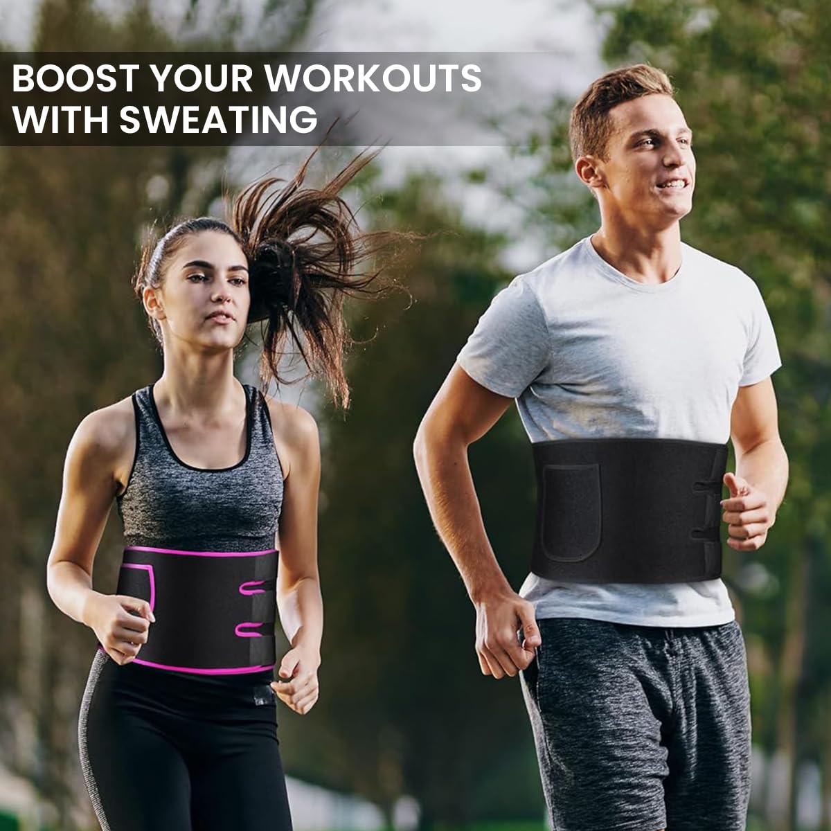Proberos Fitness Compression Waist Band Latex-free Neoprene Waist Trimmer Unisex Adjustable Waist Support Wrap with Phone Pocket Waist Trainer for Running, Weightlifting, Lumbar Support