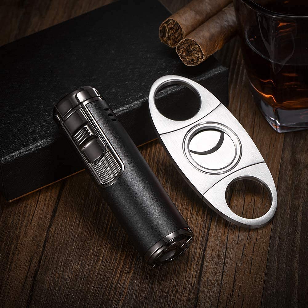 Supvox Stainless Steel Pocket Cigar Tool Cigar Cutter with Double Guillotine Cutter Blades Nipping Off The end of Cigar for Most Size of Cigars (Multicolour)