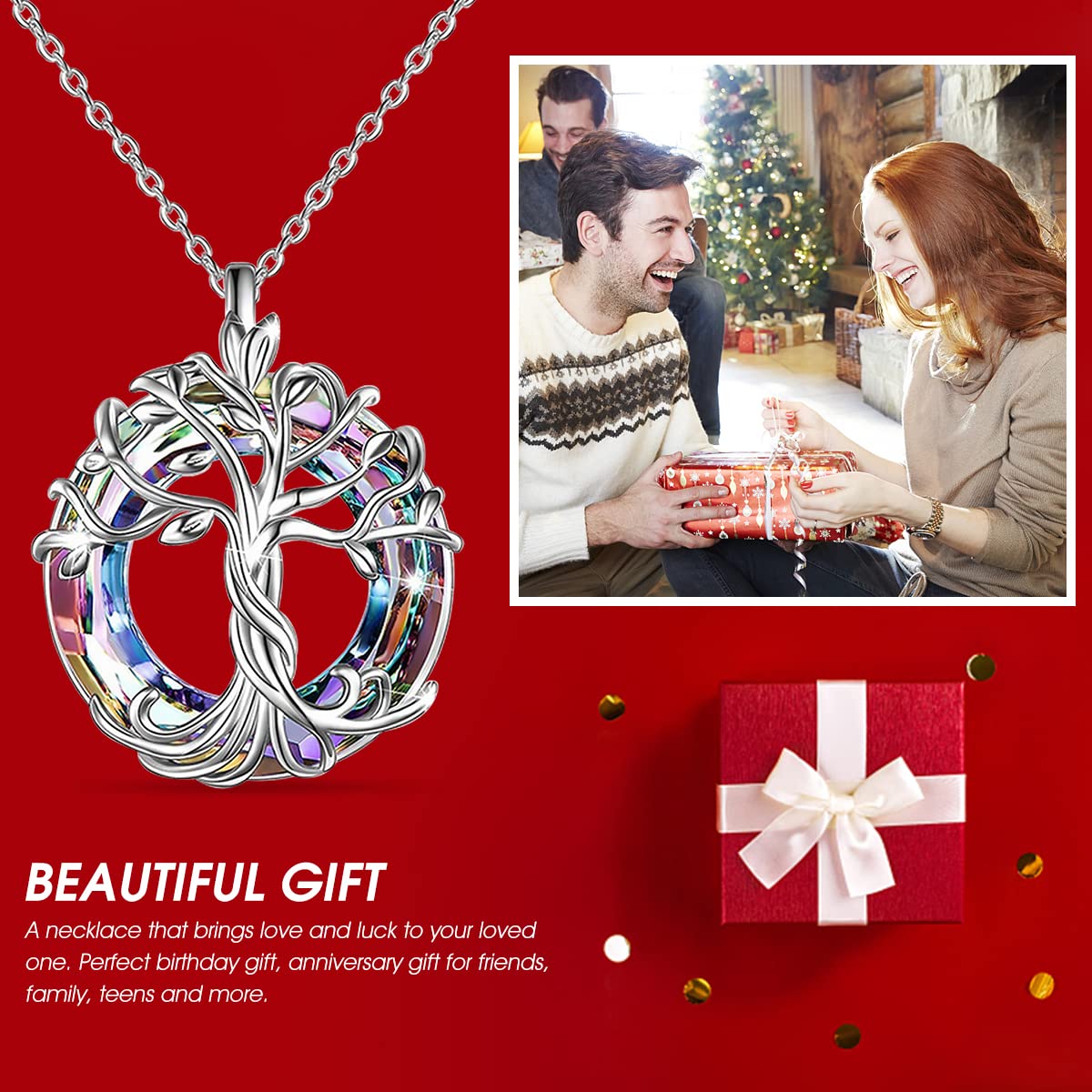 SANNIDHI Tree of Life Alloy Necklace for Women Girls,Fashion Wardrobe Accessory Charms Jewellery for Dress jacket Daily Party Gift-Silver