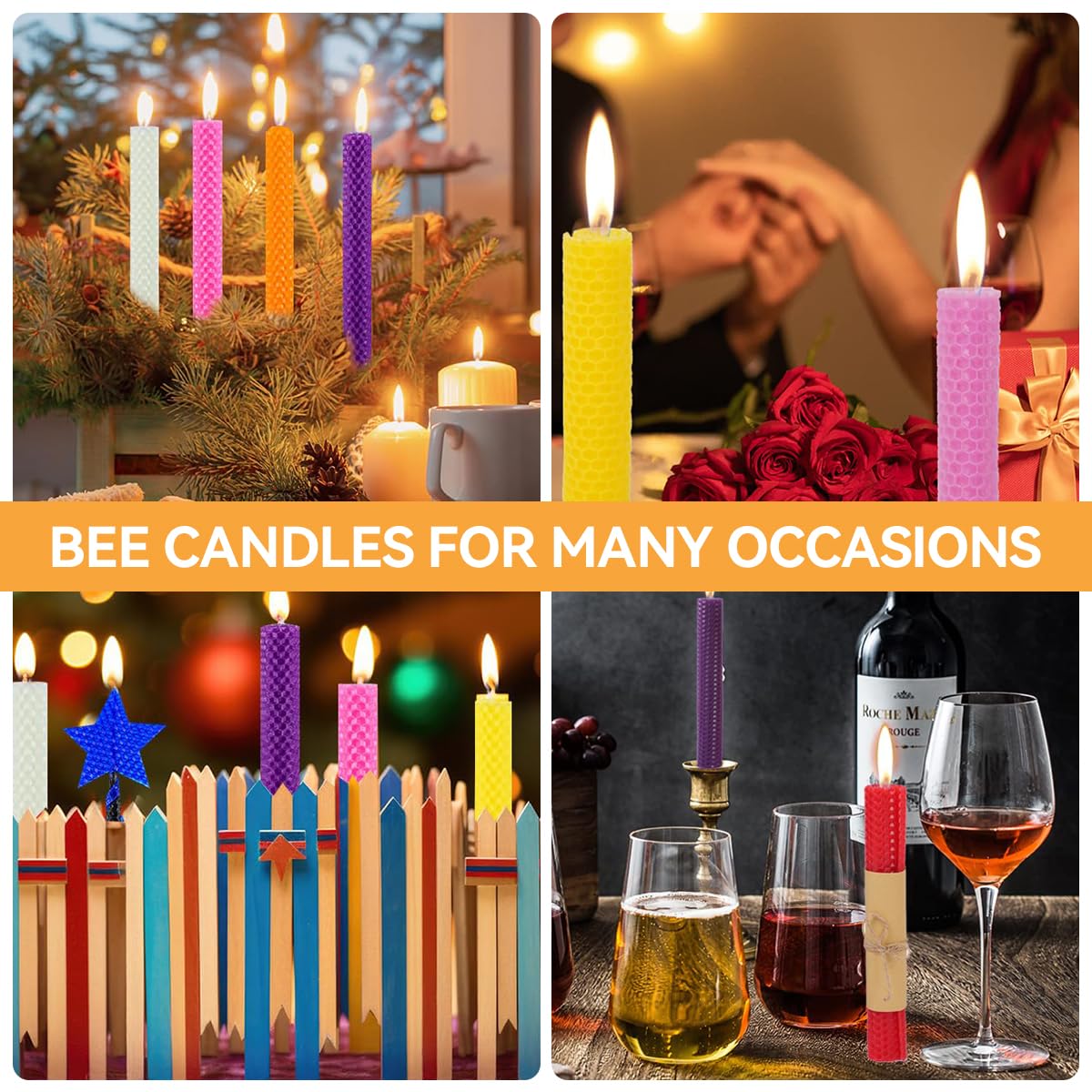 HASTHIP 12 Beeswax Sheet with 12 Candle Wicks Colorful Beeswax Sheets for DIY Wax Crafting Child-Friendly Non-Toxic Natural Beeswax Sheets Multipurpose Beeswax Sheet for Candle Making Kit