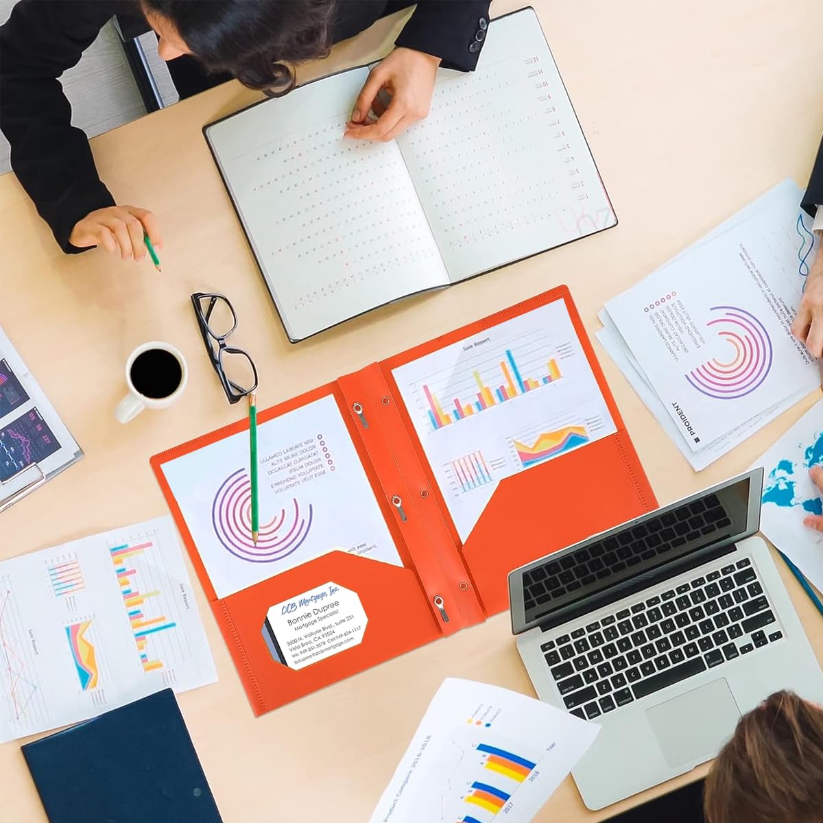 Climberty 7 Pcs Plastic File Folders, Heavy Duty Folders with Pockets, 3 Holes Binder File Folder for Punched Hole Paper Files, Accordion Document Organizer, A4 Portable Accordion Paper