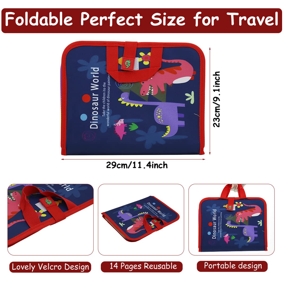PATPAT Erasable Doodle Book for Kids Big Size, Magical Drawing Book 14 Pages Reusable Drawing Pads with 12 Water-Soluble Chalk Markers, Portable Busy Board Drawing Board for Kids Boys Girls