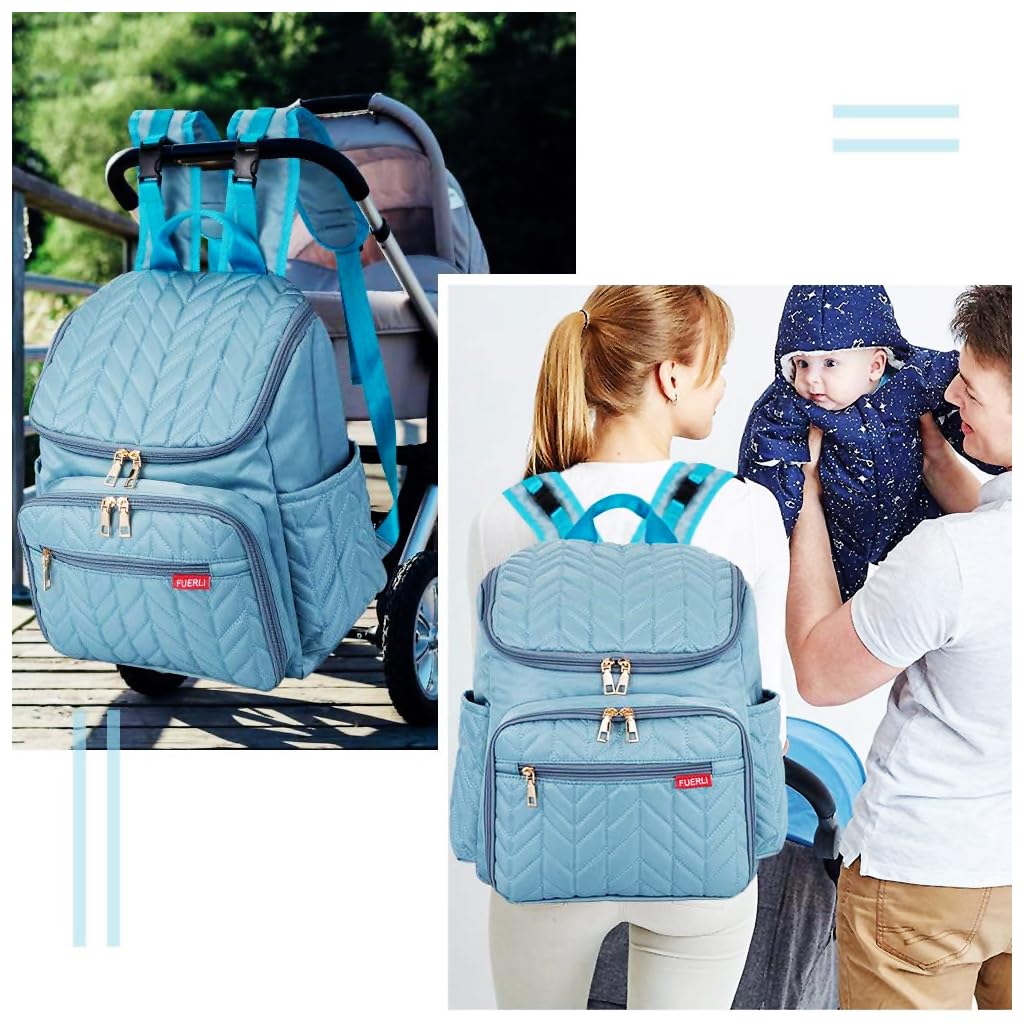 SNOWIE SOFT Motherly Diaper Bag Backpack Travel Large Capacity Motherly Bag Backpack Baby Bottle Insulation Bag Fashion Mommy Diaper Bag Backpack for Travel, Blue