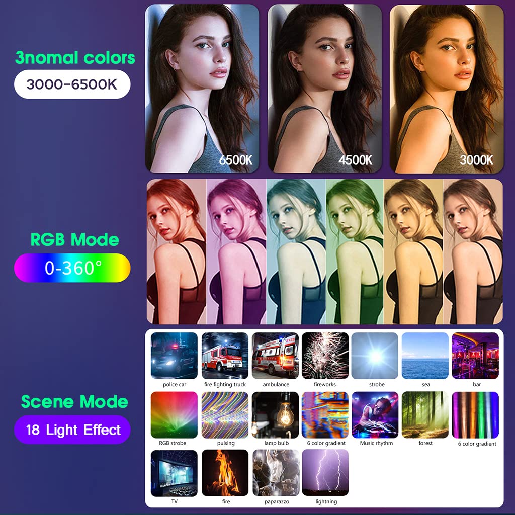 ZORBES Rgb Led Light Stick For Photography, Photography Light With Rgb Cct Hsi Mode, 3000K-6500K Adjustable, 18 Fx Light Effect, Barndoor, 4600Mah Battery For Youtube, Photoshoot Livestream