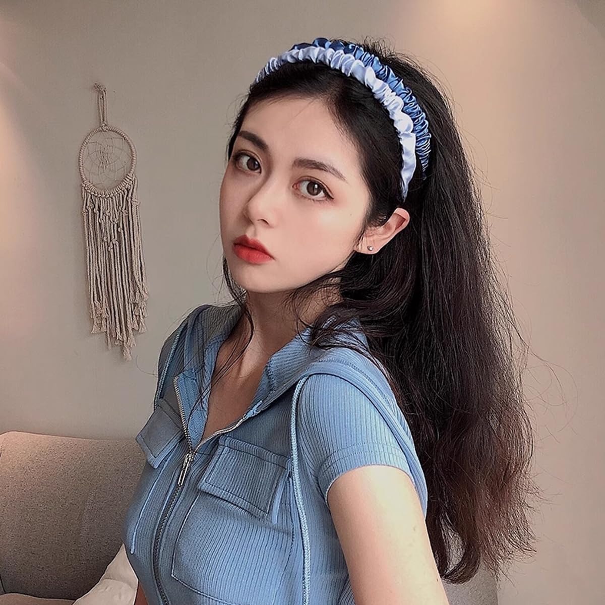 PALAY 7pcs Headband for Women Different Designs Headband for Girls Stylish Pearl Flower Hair Bands Non-slip Solid Headbands Set Gift